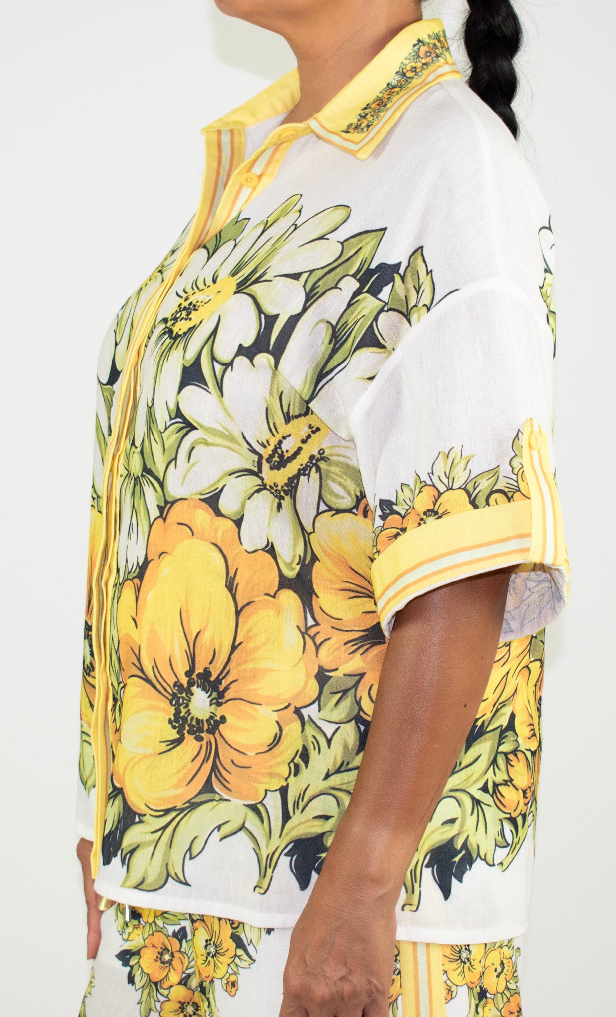 2 Piece White Floral Pant Set